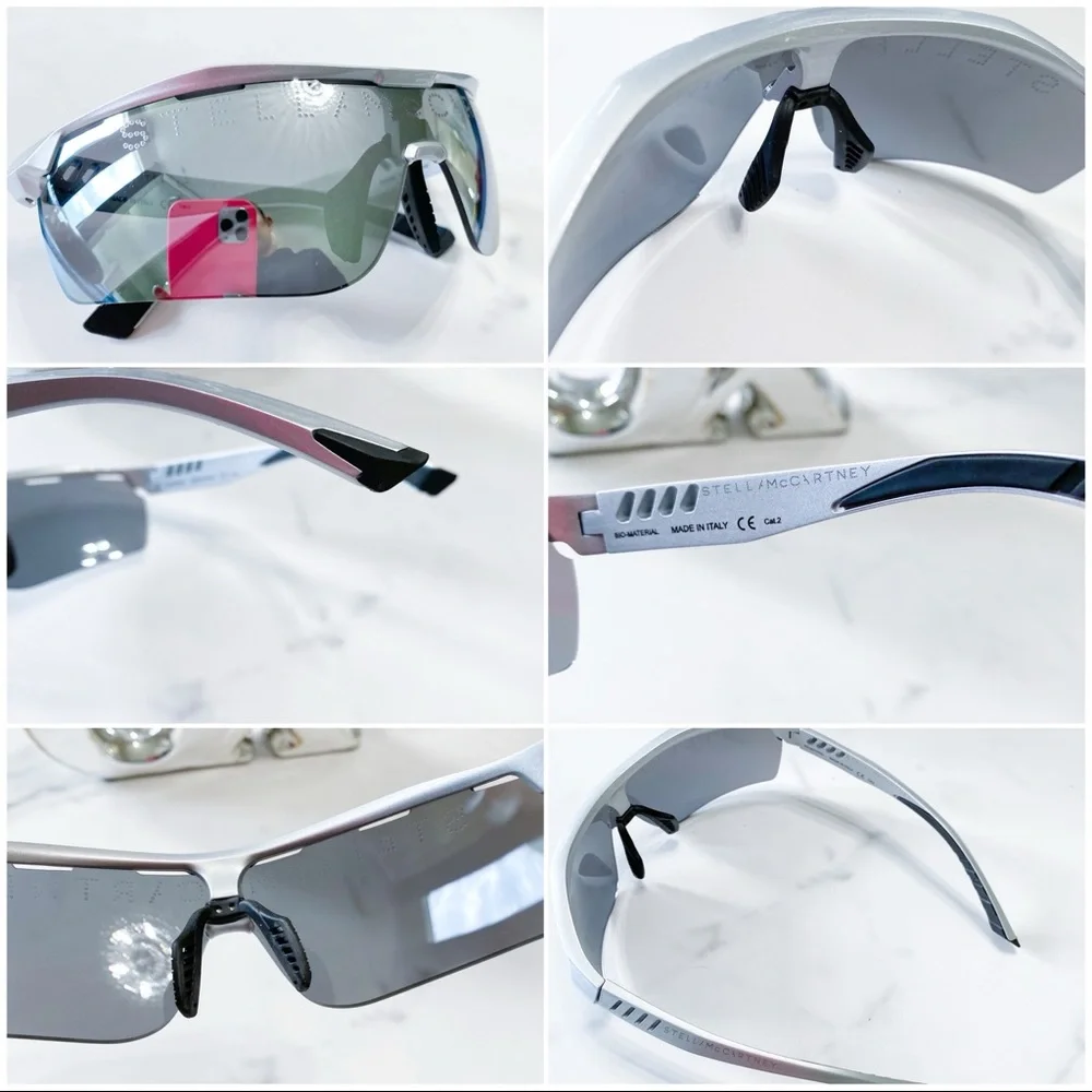Stella McCartney sports mirror shield metallic silver sunglasses - Picture 12 of 15
